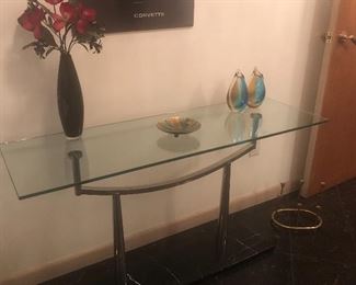 GLASS & MARBLE CONSOLE TABLE