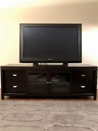 Panasonic 50-inch Plasma-screen TV and wooden media console