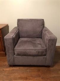 West Elm "Henry" gray herringbone-print faux-seude armchair