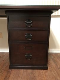 Restoration Hardware-brand desk with three drawers on each side, removable desk top, and glass protective top (70 inches)