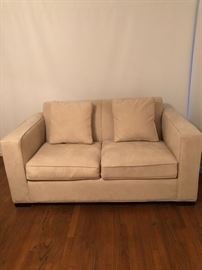 Pottery Barn ultra-suede off-white loveseat