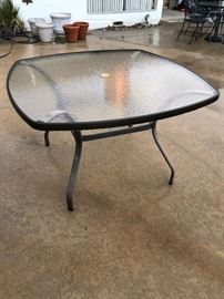 Patio table, square, glass