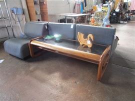 Herman Miller modular chairs (5 available), bentwood coffee table