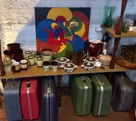 Luggage, art, china. barware, serving ware... (built-in shelving unit not available)