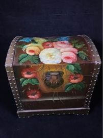 Tole Painted Lacquered Chest