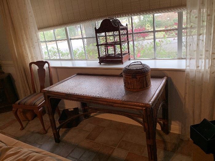 Wooden Table, Birdhouse