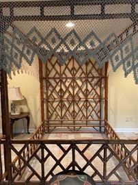 Unique Rattan Bamboo Queen Canopy Bed 
