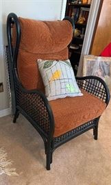 Cane Chair with Rust Cushions