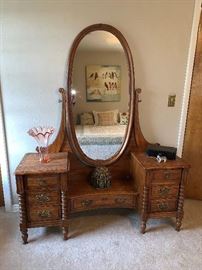 Lovely Antique Dressing Table with Oval Mirror
