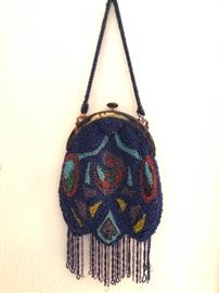 Fabulous glass beaded antique purse with brilliant colors