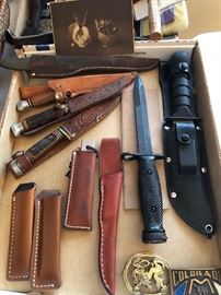 A few hunting knives, and a bayonet to boot.