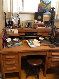 If you have ever considered a roll top desk... this oak one is a beauty