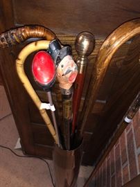Fun little cane collection. Including this confectionary wooden gem
