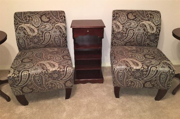 Paisley Print Side Chairs (have hidden storage space in bottom)