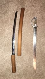 JAPANESE SAMURIA SWORD AND WWII TRENCH KNIFE/SWORD