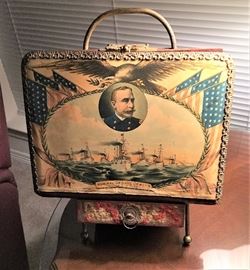 CIRCA 1800'S ADMIRAL GEORGE DEWEY'S VICTORIOUS FLEET CELLULOID PHOTO ALBUM AND STAND FULL OF PICTURES!