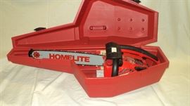 1975 Unused Homelite Chainsaw and Case.  Never had gas in it!