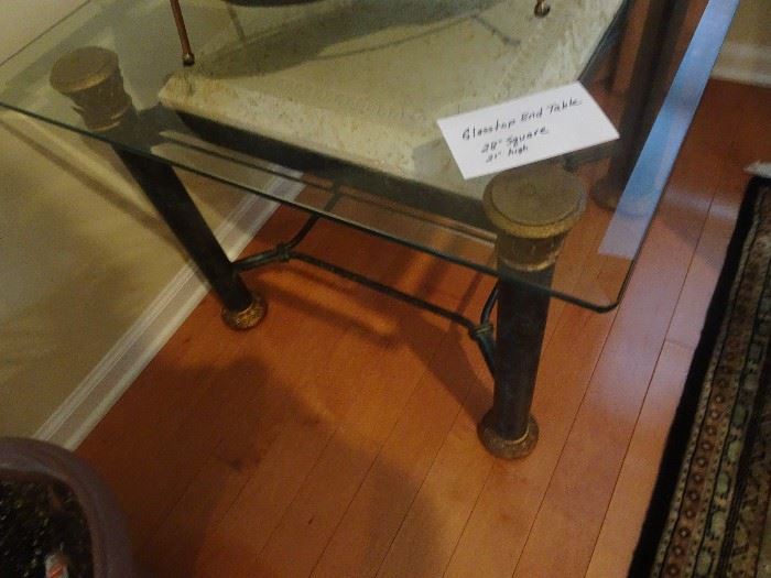 Glass Top End Table - 28 X 21H