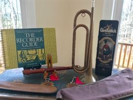 Vintage recorder and bugle