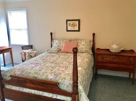 Antique custom made cedar bed with dresser and stand.