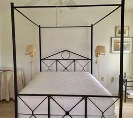 Black Metal 4-poster Bed w/ Queen Plush Top Mattress/Spring