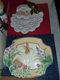 Fitz and Floyd Holiday Trays W/ Boxes
