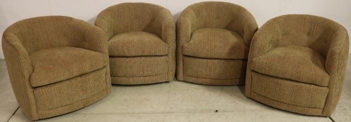 Matched set of 4 swivel club chairs