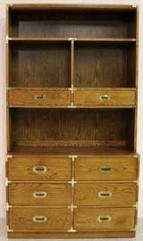 Campaign style brass adorned bookcase by Bernhardt