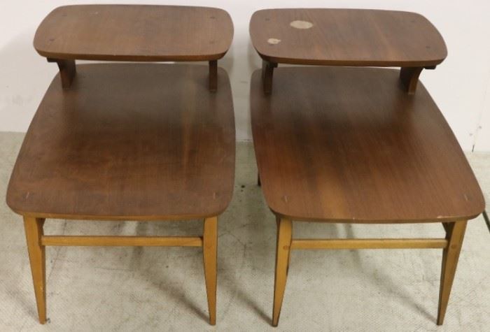 Pair step down side tables