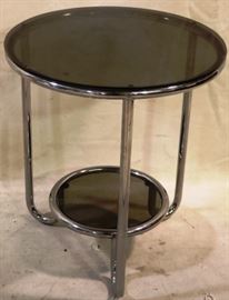 Chrome & smokey glass table