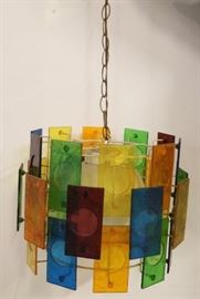 Large vintage lucite panel multi color fixture