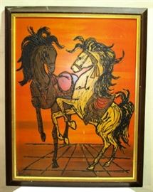 Large wall art of fighting horses