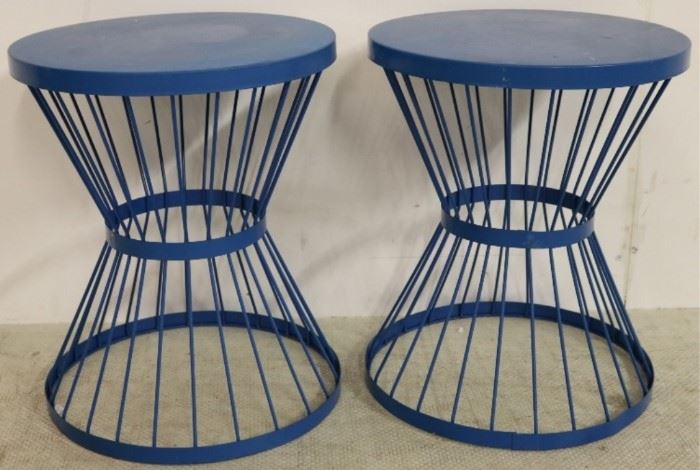 Metal drum tables in blue