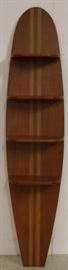 Teak surfboard wall shelf