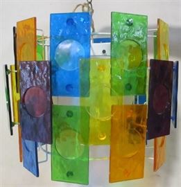 Large lucite multi color panel fixture