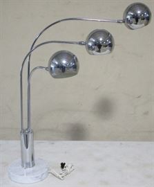 Triple arm chrome arc lamp w/ marble base