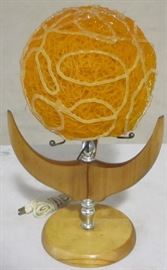 Spun acrylic & teak table lamp