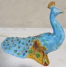 Peacock pottery TV lamp