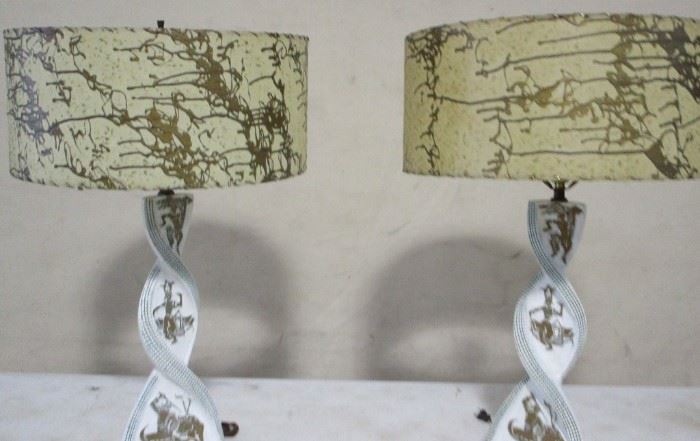 Matched pair vintage lamps signed Plasto