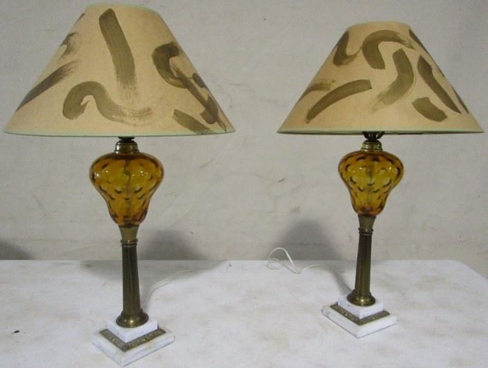 Pair amber lamps