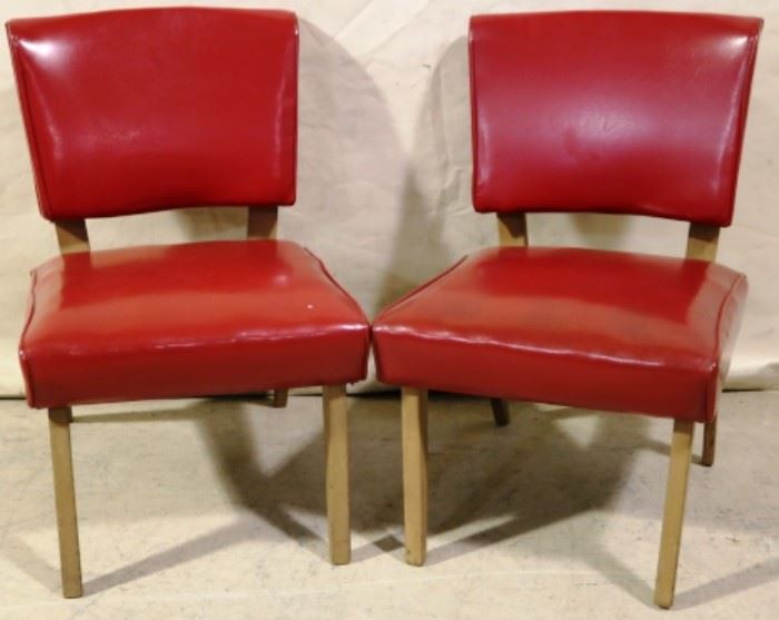 Pair candy apple red side chairs