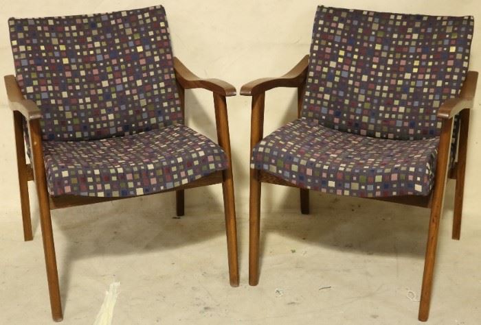 Pair multi color arm chairs