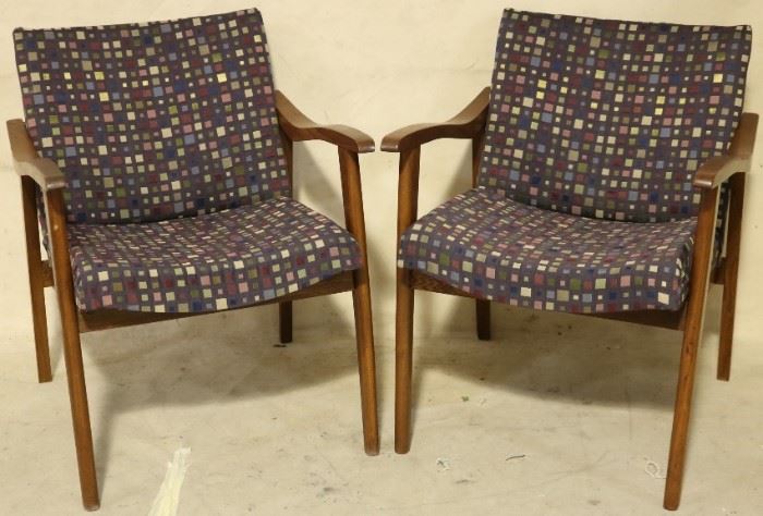 Pair multi color arm chairs