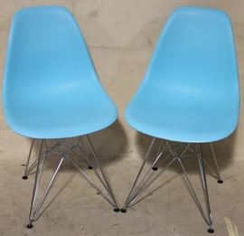 Pair Eiffel base shell chairs