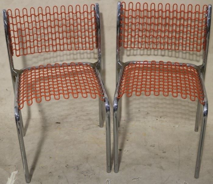 David Rowland spring chairs in orange