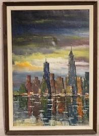 Cityscape art signed by artist