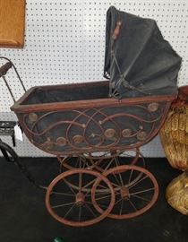 Old Stick and Ball Baby Carriage 
