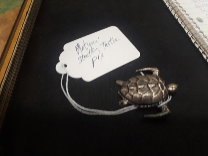Antique Sterling Turtle Pin 
