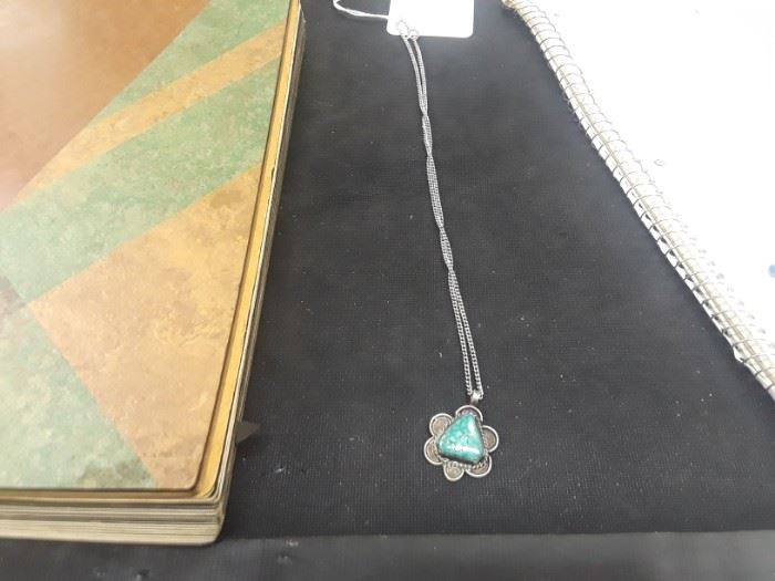 Antique Sterling and Turquoise Navajo Necklace 