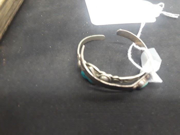Antique Sterling and Turquoise Navajo Child's Bracelet 